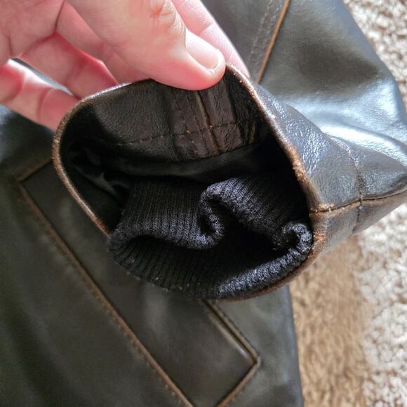 Vtg Gymboree Kids Leather Jacket Small 2-3 Years Brown Boys Coat 1998 90s Button - Picture 5 of 9